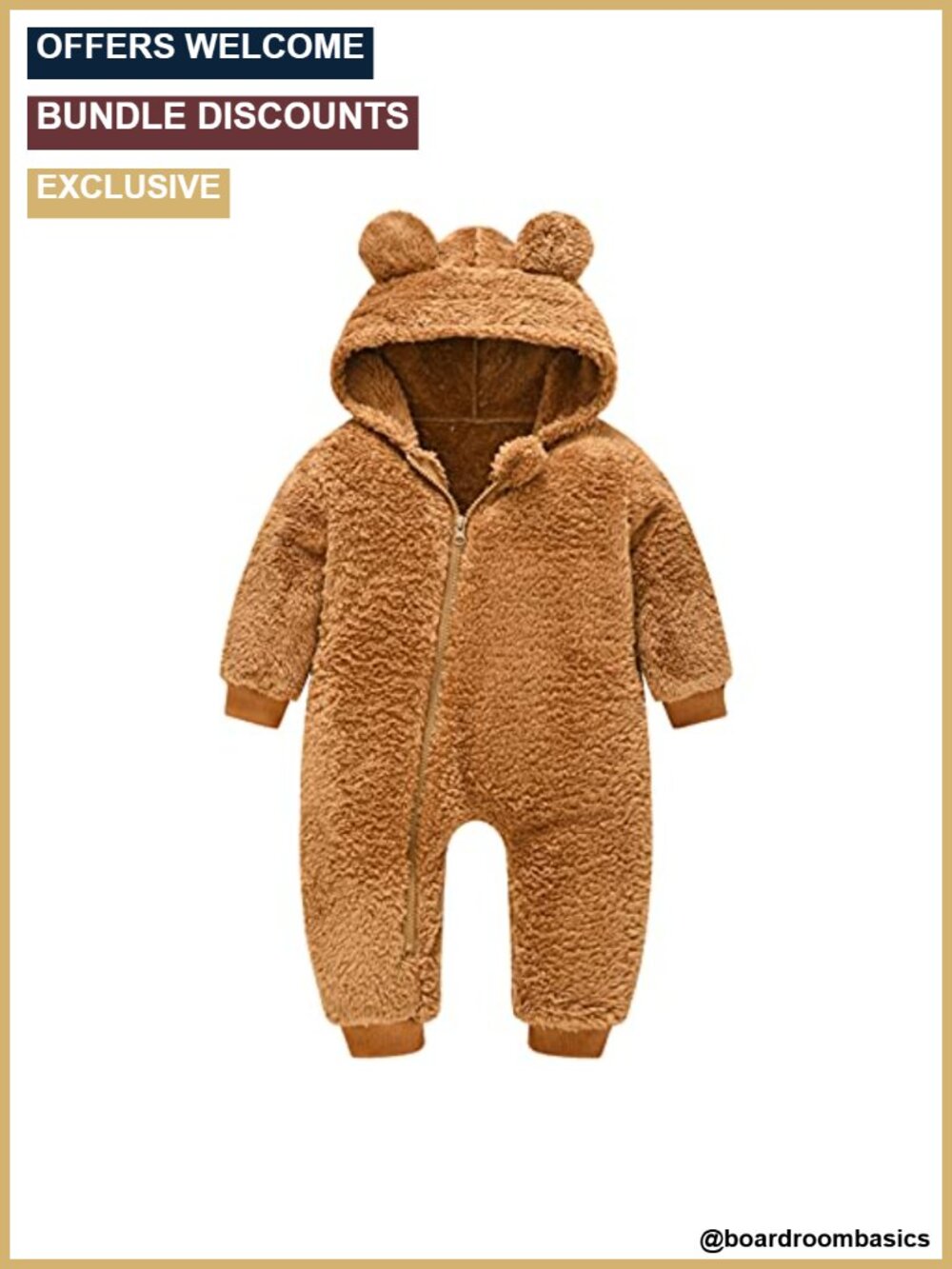 Baby Fleece Jumpsuit Hooded Snowsuit Bear Ear Winter Romper Warm Coat